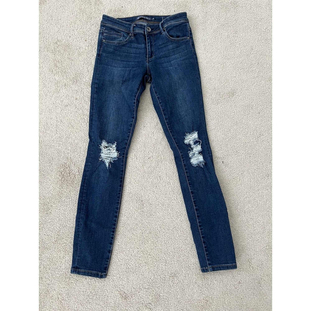 Tractr Skinny Jeans Size 26 Distressed Medium Wash Blue Denim